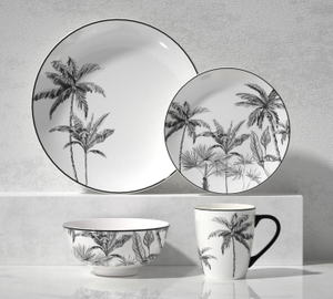 16-Piece Ceramic Dinnerware Set -black toned coconut grove