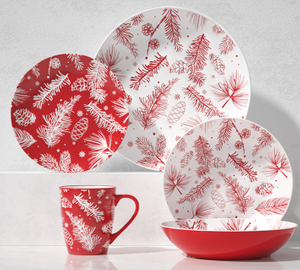 Relief Silk Printing 16-piece Tableware Set-Christmas theme
