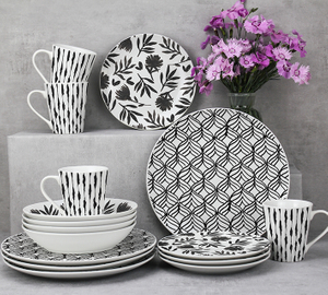 Hand painted watercolor flowers Ceramic 16-Piece Dinnerware Set 