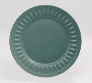 green embossed active glaze pottery plate-II