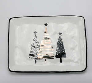 Golden Christmas Tree Series-Long Square Plate