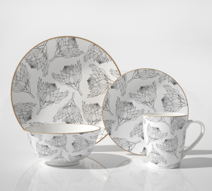 16-Piece Ceramic Dinnerware Set- While flower
