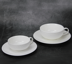 Pure white embossed series-Small cup and saucer