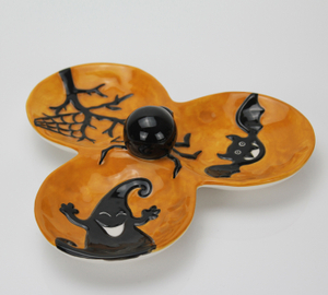 Halloween orange three petal snack plate