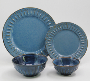 Mediterranean Reactive Glaze Stoneware 16-Piece Dinnerware Set