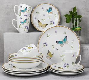 Butterflies Flying Ceramic 16-Piece Dinnerware Set 