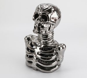 Electroplated metal skull ornament