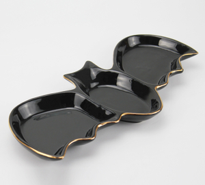 Black Halloween Ceramic Series-Bat Snack Plate
