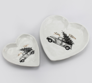 Christmas truck pattern tableware series-love heart-shaped plate