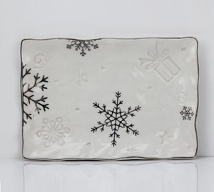 Christmas shiny snowflake series-rectangle plate