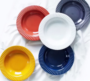 Straw hat color glaze ceramic plate
