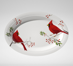 Oval Plate 16"-Christmas bird