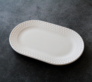 Pure white embossed series-Small oval plate