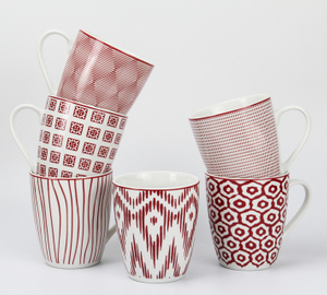 Red geometric pattern cup series