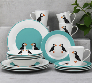 Lively seabird Stoneware 16-Piece Dinnerware Set 