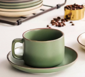 Ceramic coffee cup and saucer