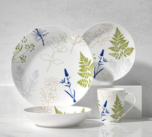 16-Piece Ceramic Dinnerware Set - colorful leaves