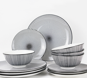 Black & White Burst Dinnerset 12 Piece