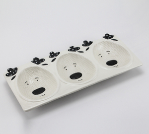 Three Grid Christmas Fawn Head Snack Plate