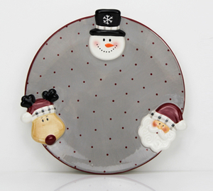 Christmas snowman round plate