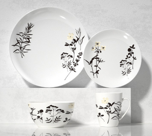 Relief Silk Printing 16-piece Tableware Set-little flower & grass