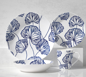 Ceramic 16-Piece Dinnerware Set -lotus leaf