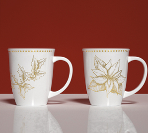 Relief Silk Printing -Golden Christmas cups