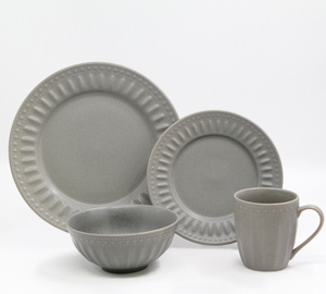 Classical gray Reactive Glaze Stoneware 16-Piece Dinnerware Set