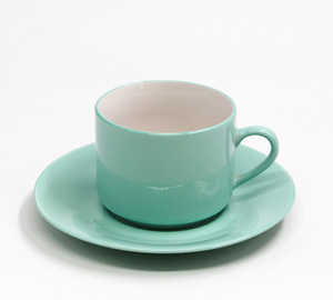 Mint green straight cup and saucer
