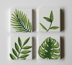 Four-piece Set of Tropical Rainforest Leaf Pattern Potholder