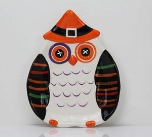 Halloween colorful owl plate