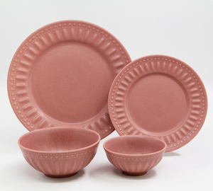 Classical red Reactive Glaze Stoneware 16-Piece Dinnerware Set