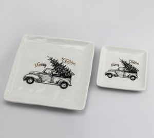 Christmas truck pattern tableware series-square plate2