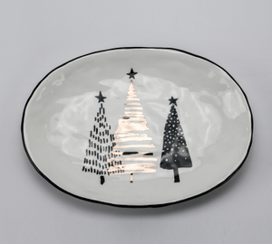 Golden Christmas Tree Series-Oval Plate