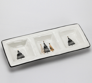 Golden Christmas Tree Series-3 Grid Snacks Plate