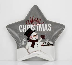 Christmas snowman five-pointed star shape plate