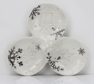 Christmas shiny snowflake series-Round three grid plate