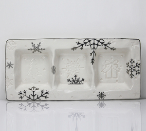 Christmas shiny snowflake series-Three grid plate