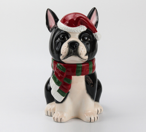 Ceramic Christmas Ornaments-Black Dog