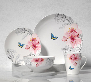The fragrance of spring Ceramic 16-Piece Dinnerware Set 