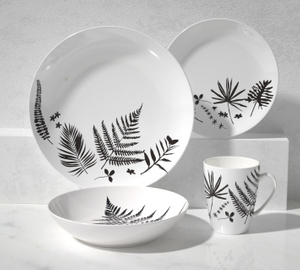 Relief Silk Printing 16-piece Tableware Set-tropical leaves