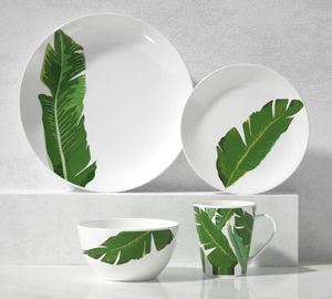 Ceramic 16-Piece Dinnerware Set -banana leaf
