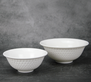 Pure white embossed series-Small funnel bowl
