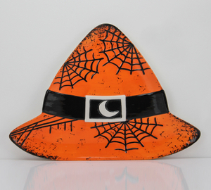 Halloween orange witch hat snack plate
