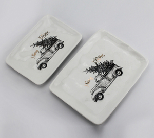 Christmas truck pattern tableware series-square plate