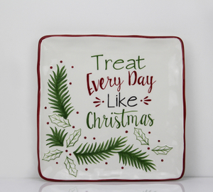 Christmas Green Pine Branch Tableware Series-Square Plate