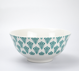 Peacock feather pattern--Cereal Bowl 6.25"