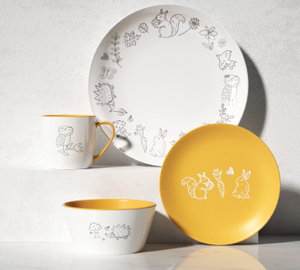 Relief Silk Printing 16-piece Tableware Set-spring animals
