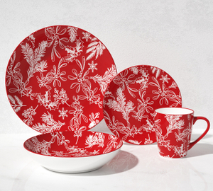 16-Piece Ceramic Dinnerware Set-Christmas elements