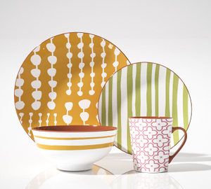 16-Piece Ceramic Dinnerware -Chromatic stripe